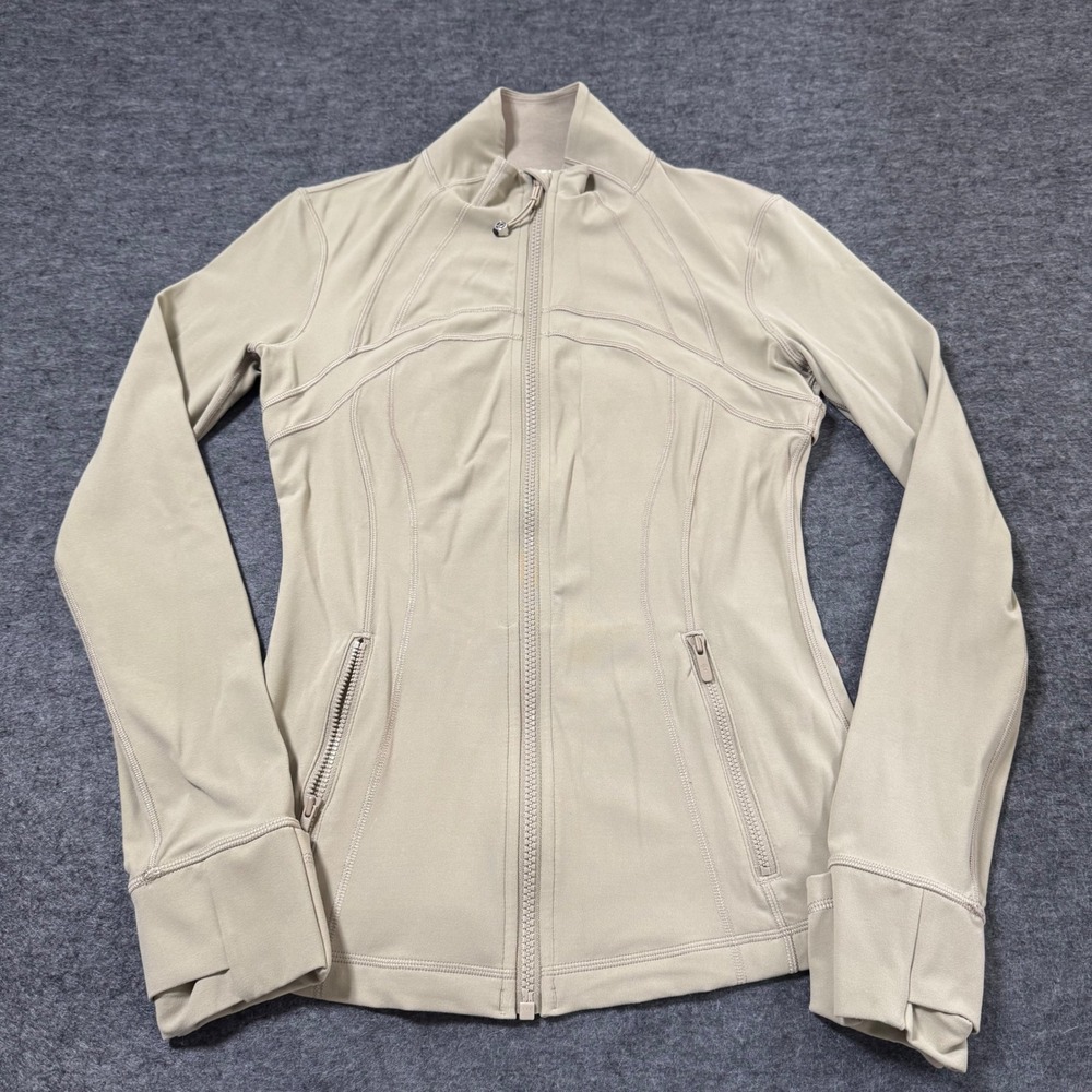 Lululemon Define Jacket Luon Tan Beige Full Zip Yoga Athletic Coat Size 6